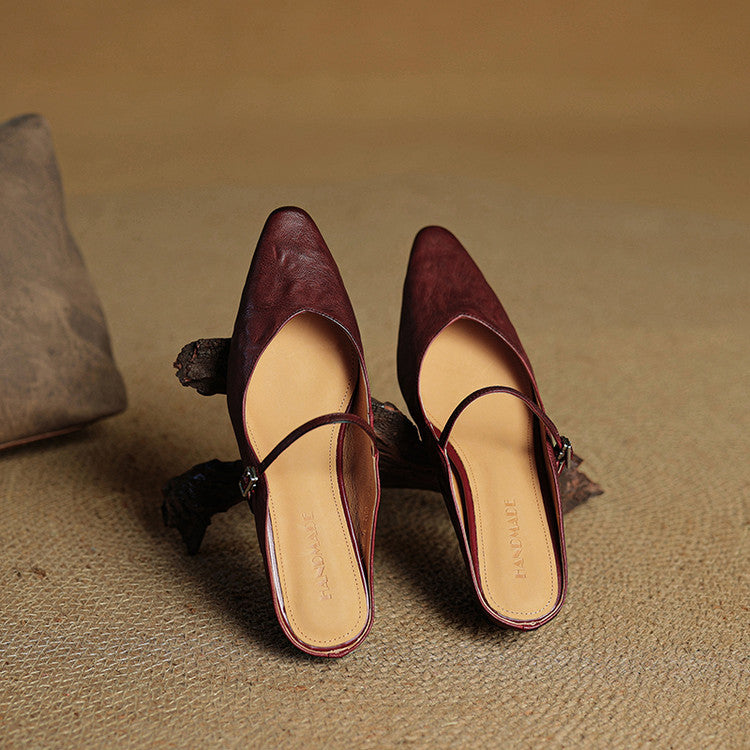 Leather-Look Slip-On Mules