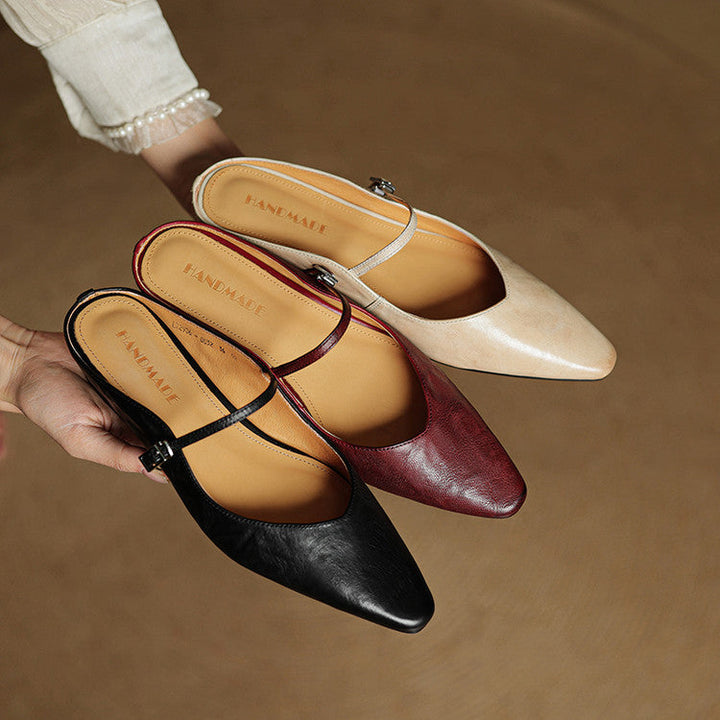Leather-Look Slip-On Mules