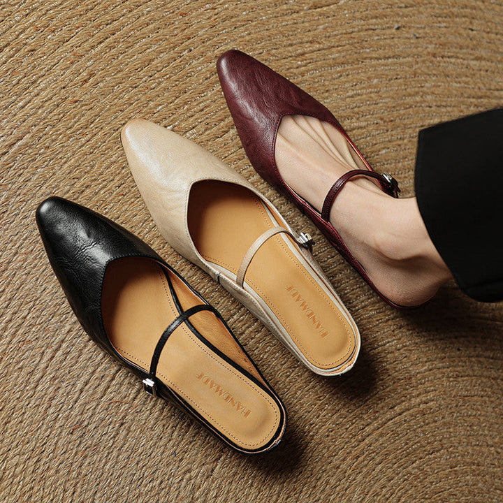 Leather-Look Slip-On Mules