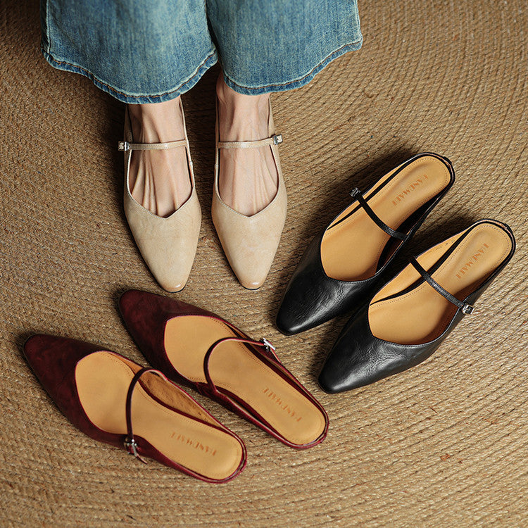Leather-Look Slip-On Mules