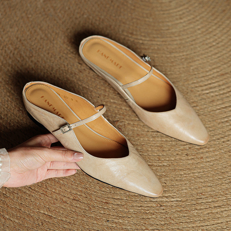 Leather-Look Slip-On Mules