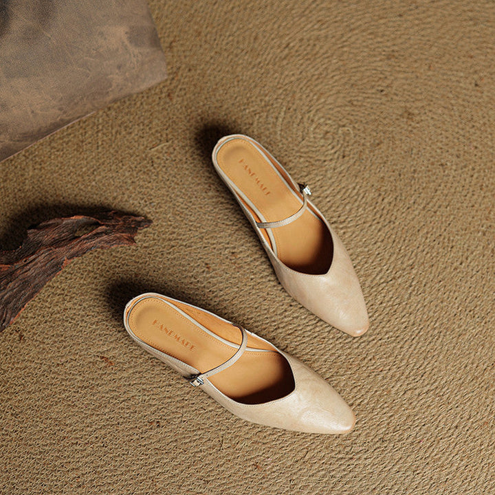Leather-Look Slip-On Mules