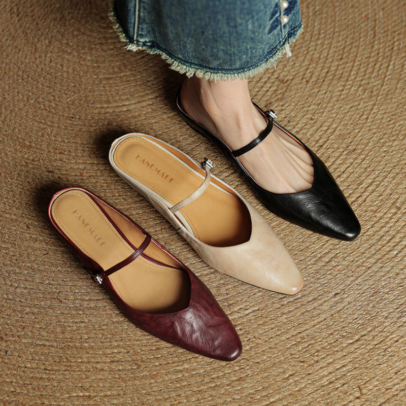 Leather-Look Slip-On Mules
