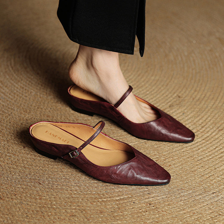 Leather-Look Slip-On Mules