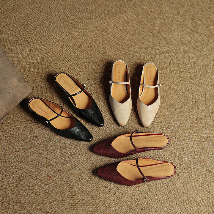 Leather-Look Slip-On Mules