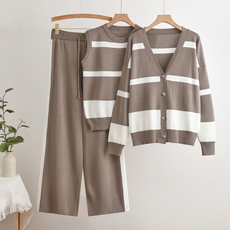 Striped Three-Piece Lounge Set