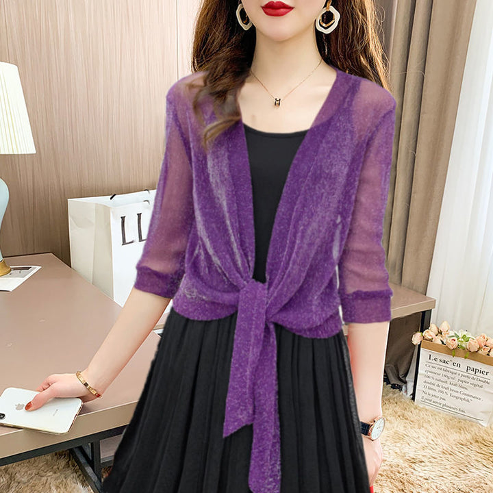 Lightweight Tie-Front Open Blouse