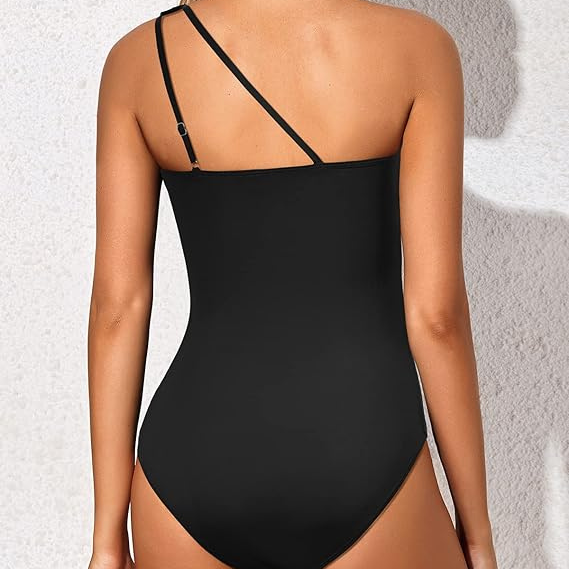 One-Shoulder Ruched Cutout Swimsuit