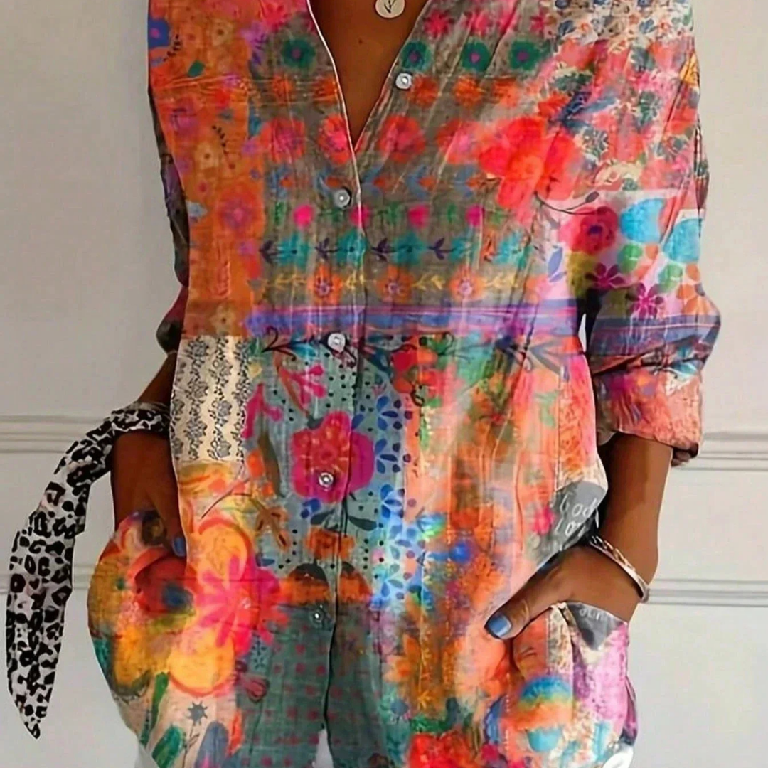 Abstract Print Button-Down Shirt