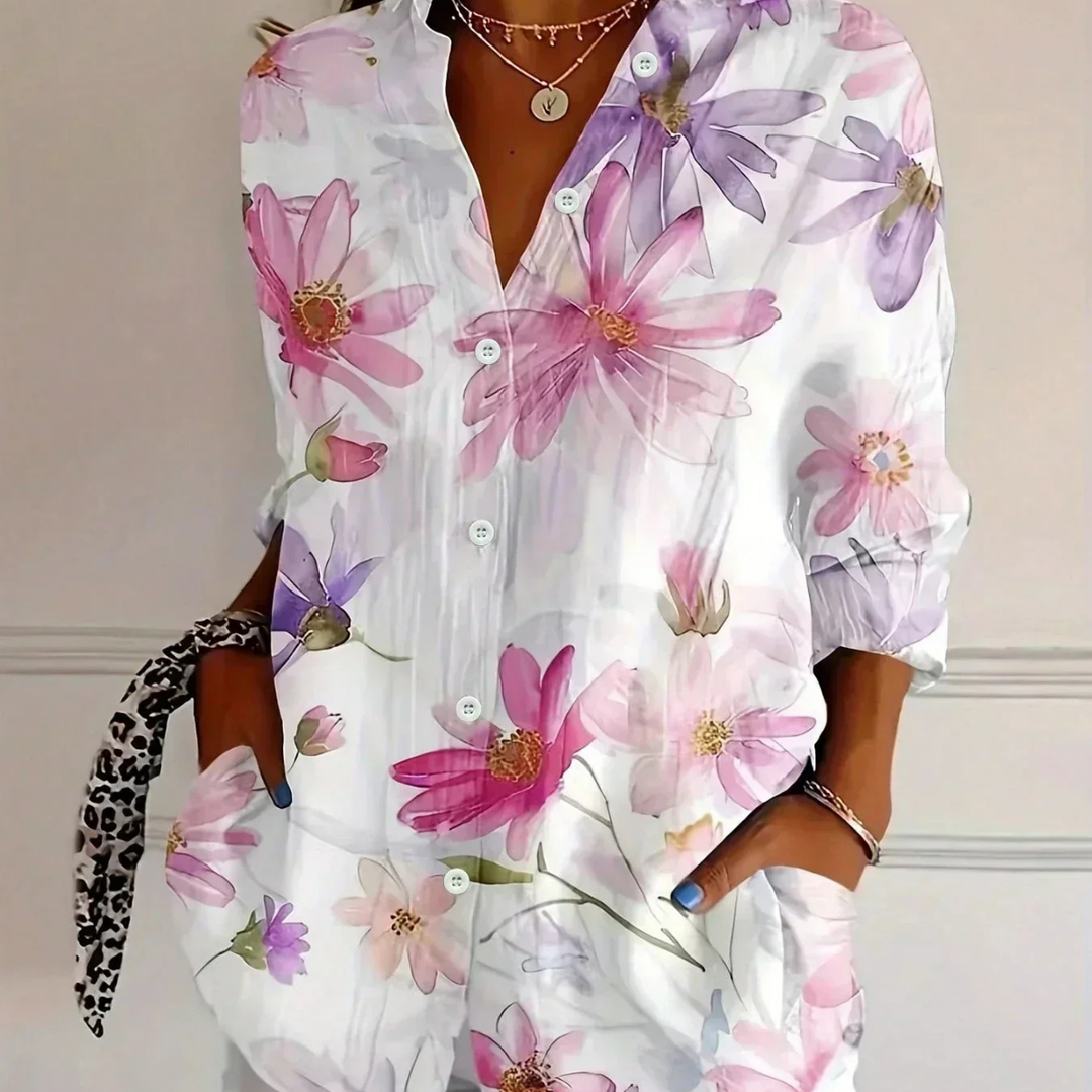 Abstract Print Button-Down Shirt