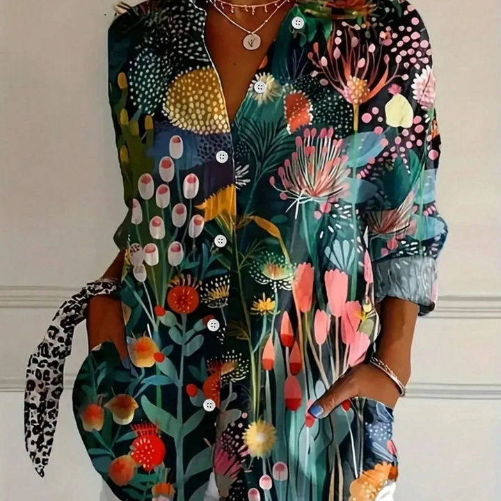 Abstract Print Button-Down Shirt