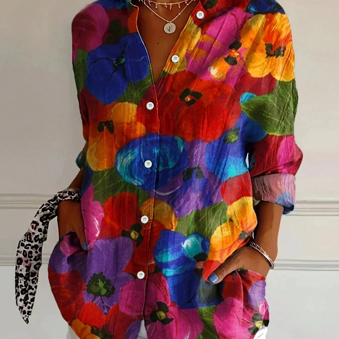Abstract Print Button-Down Shirt