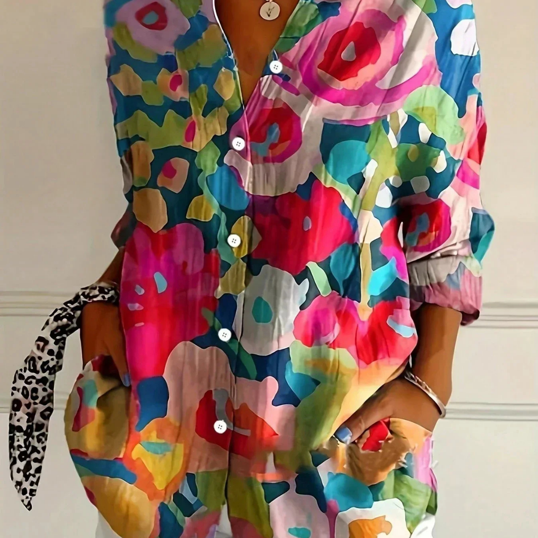 Abstract Print Button-Down Shirt