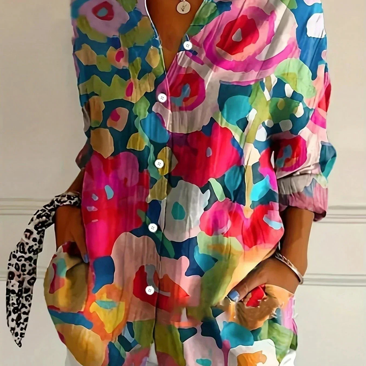 Abstract Print Button-Down Shirt