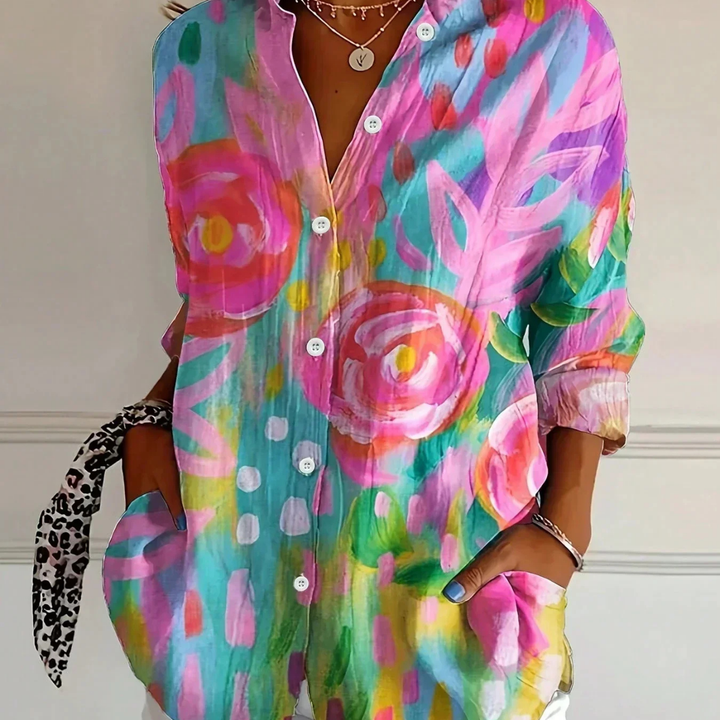 Abstract Print Button-Down Shirt