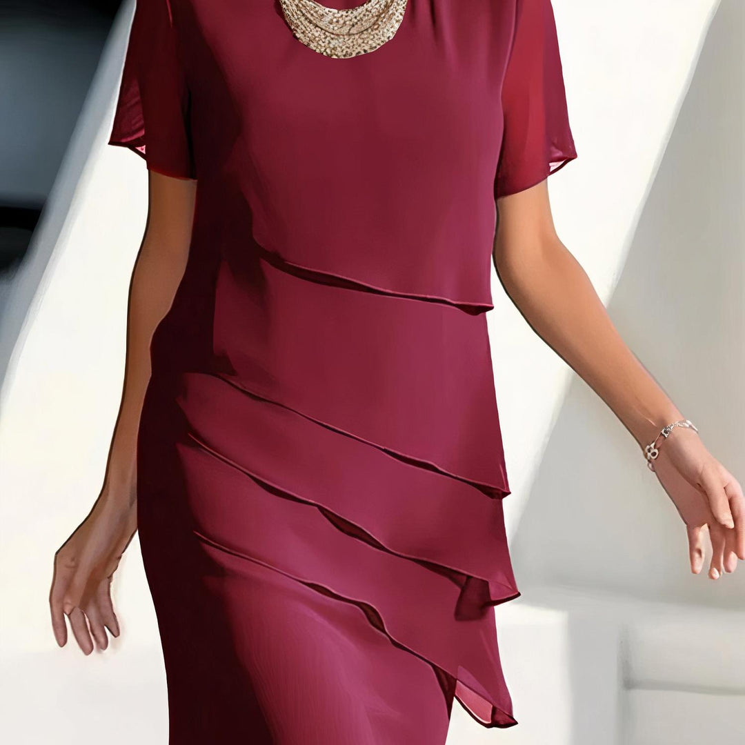 Layered Chiffon-Look Maxi Dress