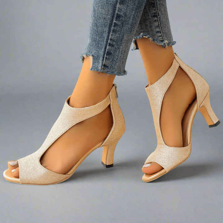 Peep Toe Ankle Strap Kitten Heel Sandals
