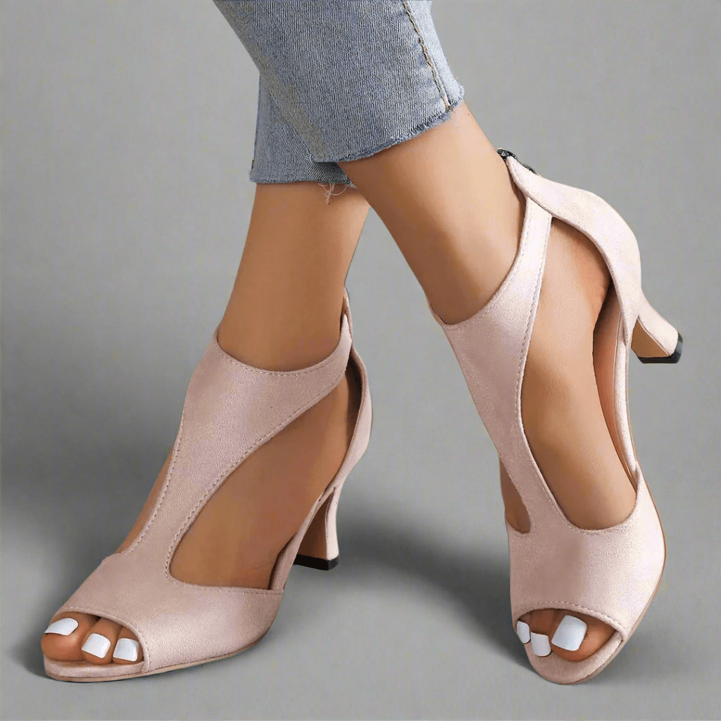 Peep Toe Ankle Strap Kitten Heel Sandals