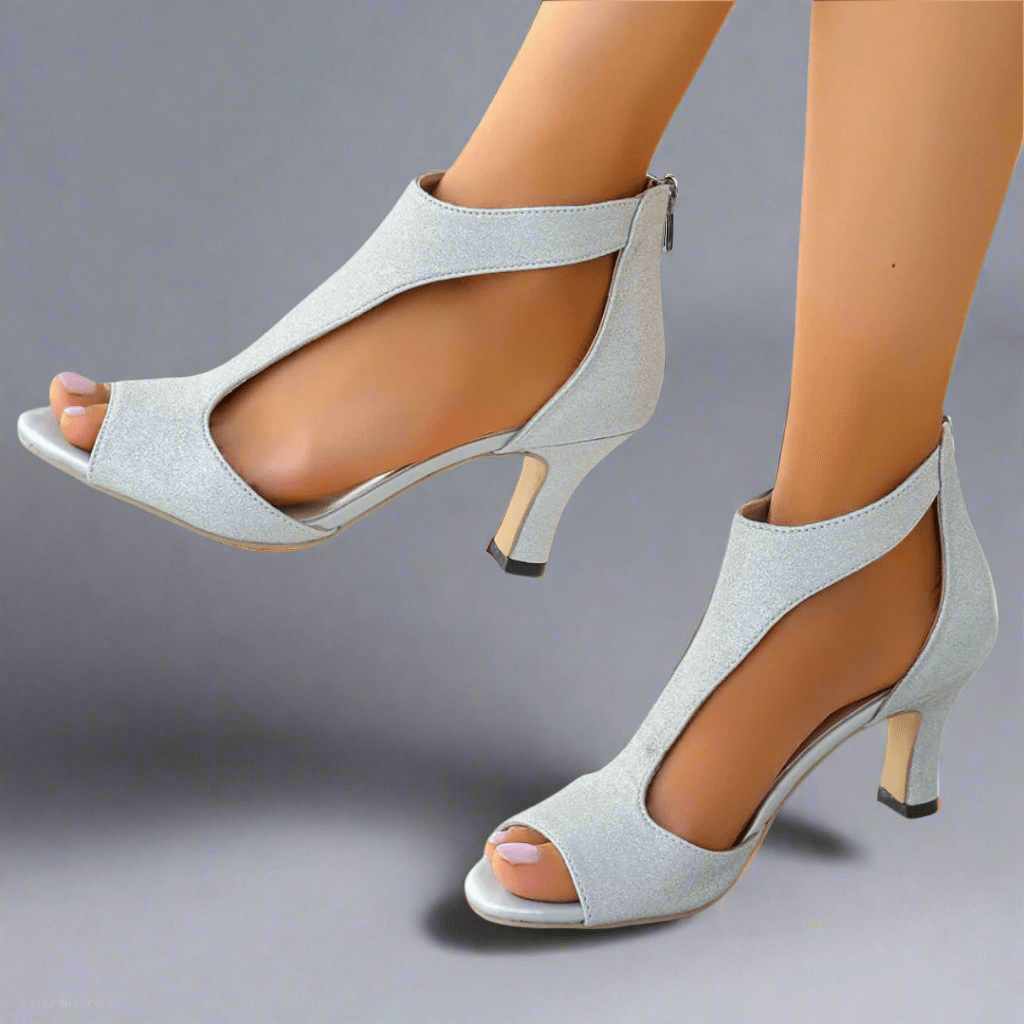 Peep Toe Ankle Strap Kitten Heel Sandals