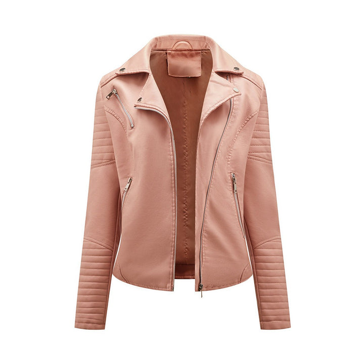 Women's Lapel Leather Jacket | Short