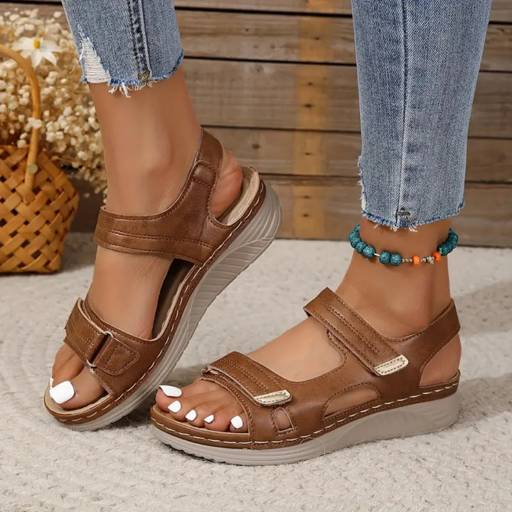 Hook-and-Loop Wedge Sandals