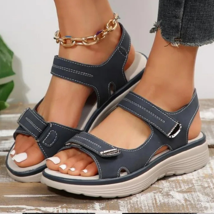 Hook-and-Loop Wedge Sandals