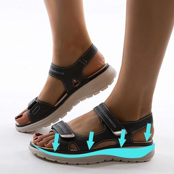 Hook-and-Loop Wedge Sandals