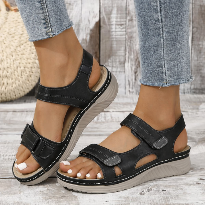 Hook-and-Loop Wedge Sandals