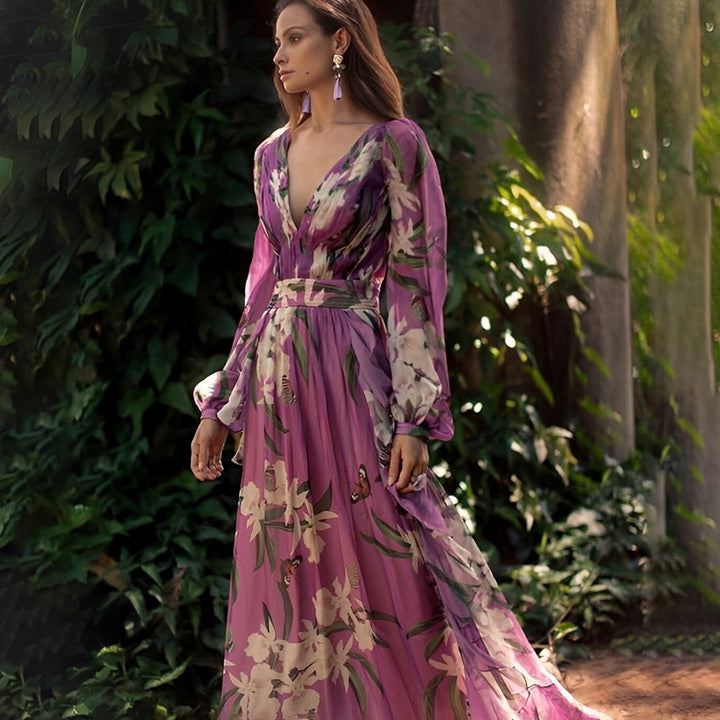 Floral Waist Tie Maxi Dress