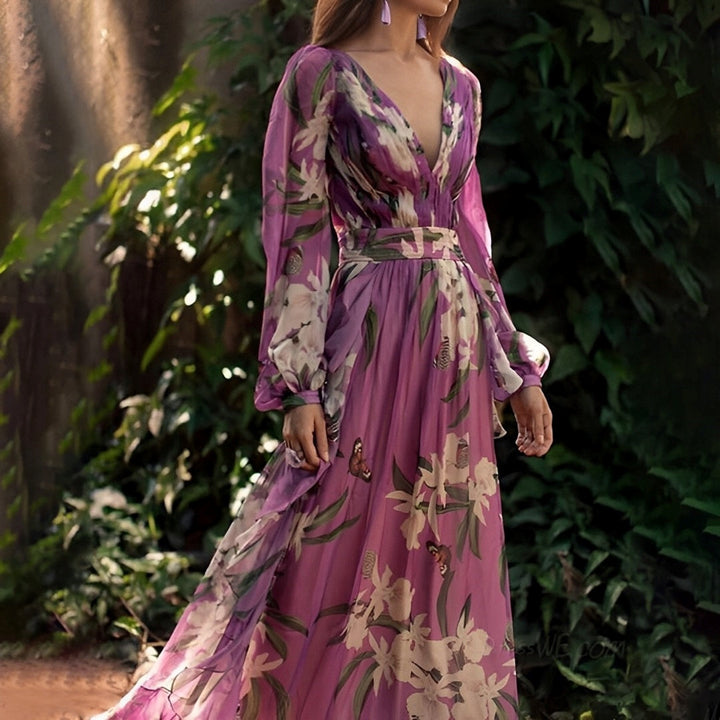 Floral Waist Tie Maxi Dress