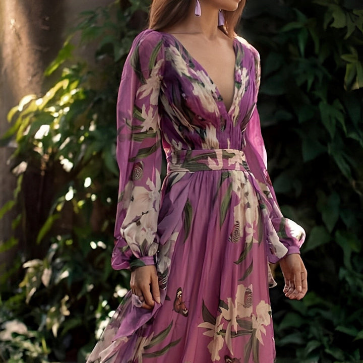 Floral Waist Tie Maxi Dress