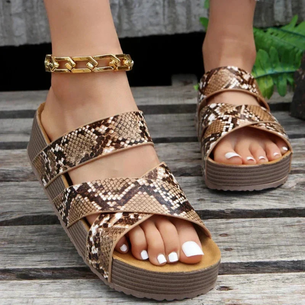 Woven Cross-Strap Platform Sandals