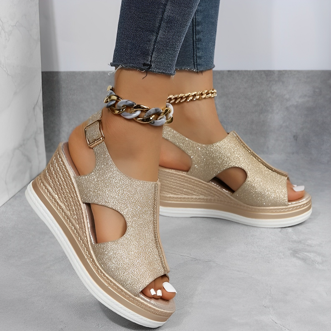 Wedge Platform Peep Toe Ankle Strap Sandals