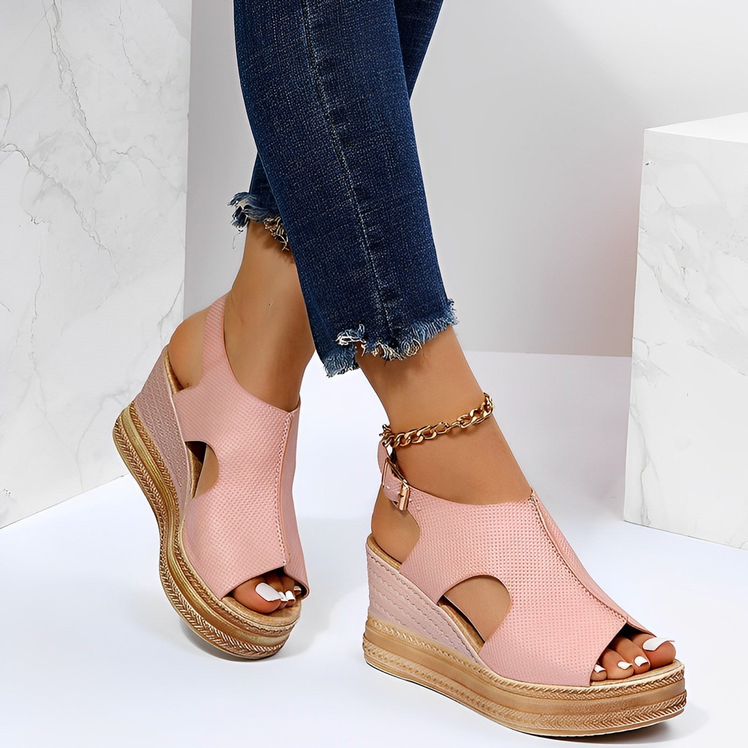 Wedge Platform Peep Toe Ankle Strap Sandals