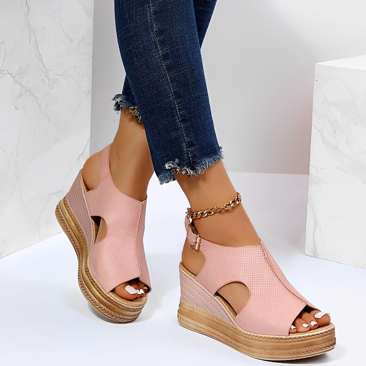 Wedge Platform Peep Toe Ankle Strap Sandals