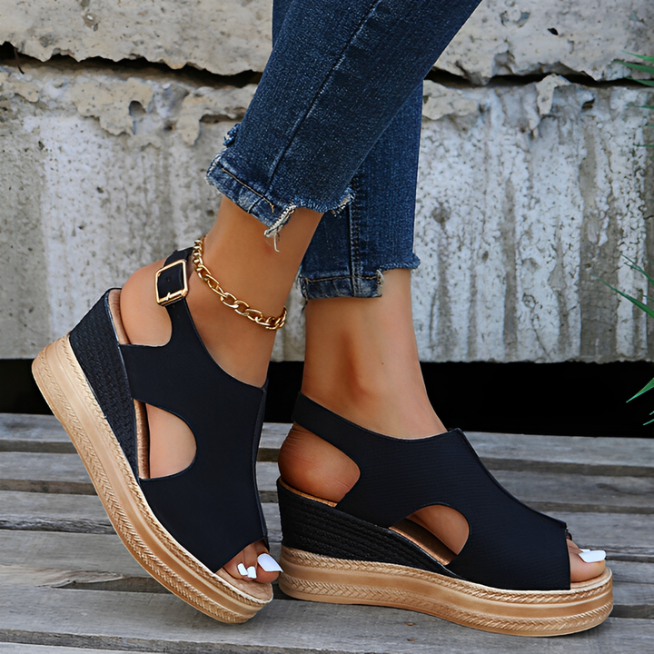 Wedge Platform Peep Toe Ankle Strap Sandals