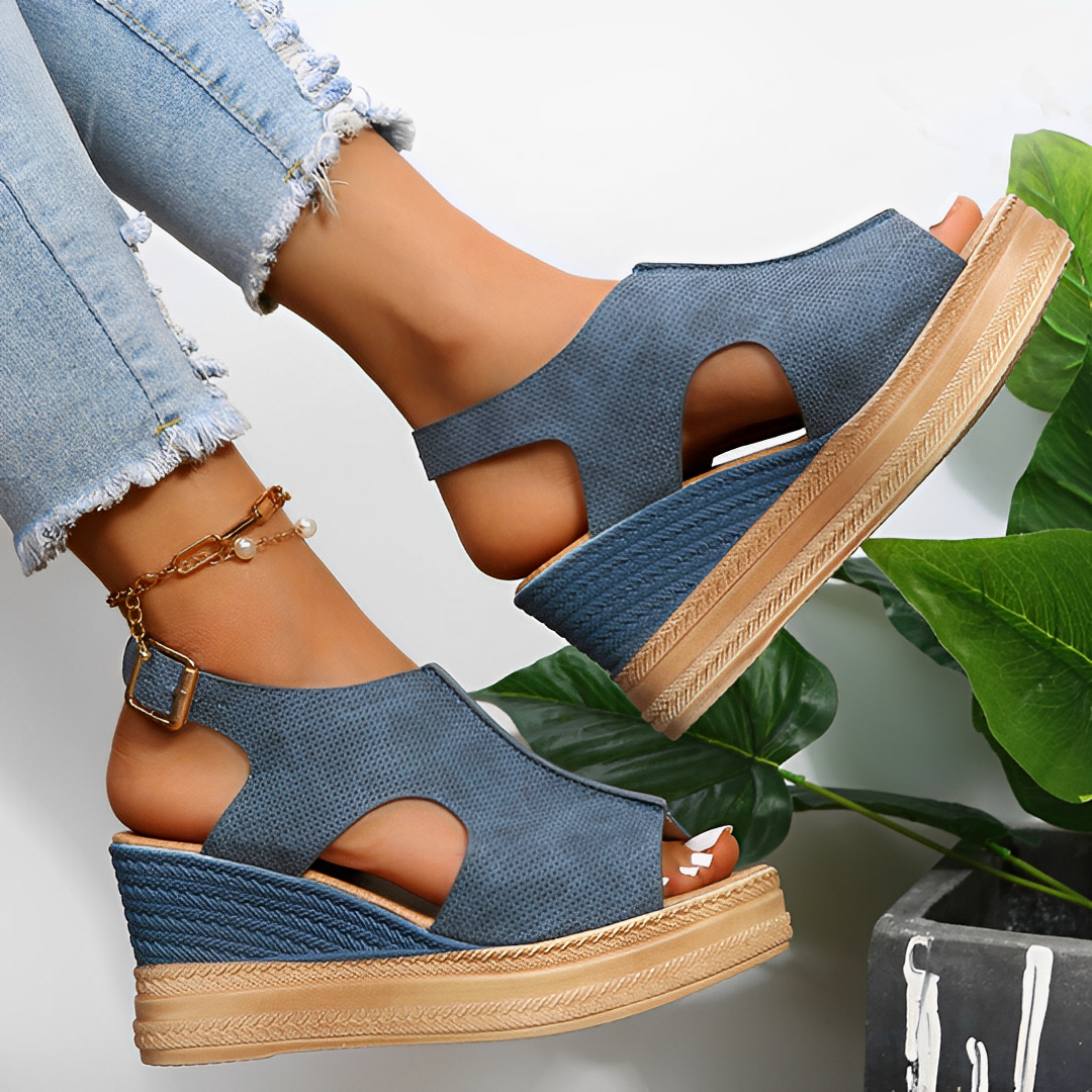 Wedge Platform Peep Toe Ankle Strap Sandals
