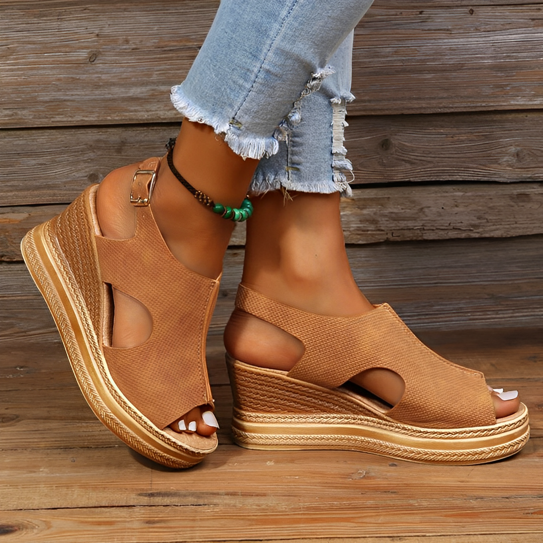 Wedge Platform Peep Toe Ankle Strap Sandals
