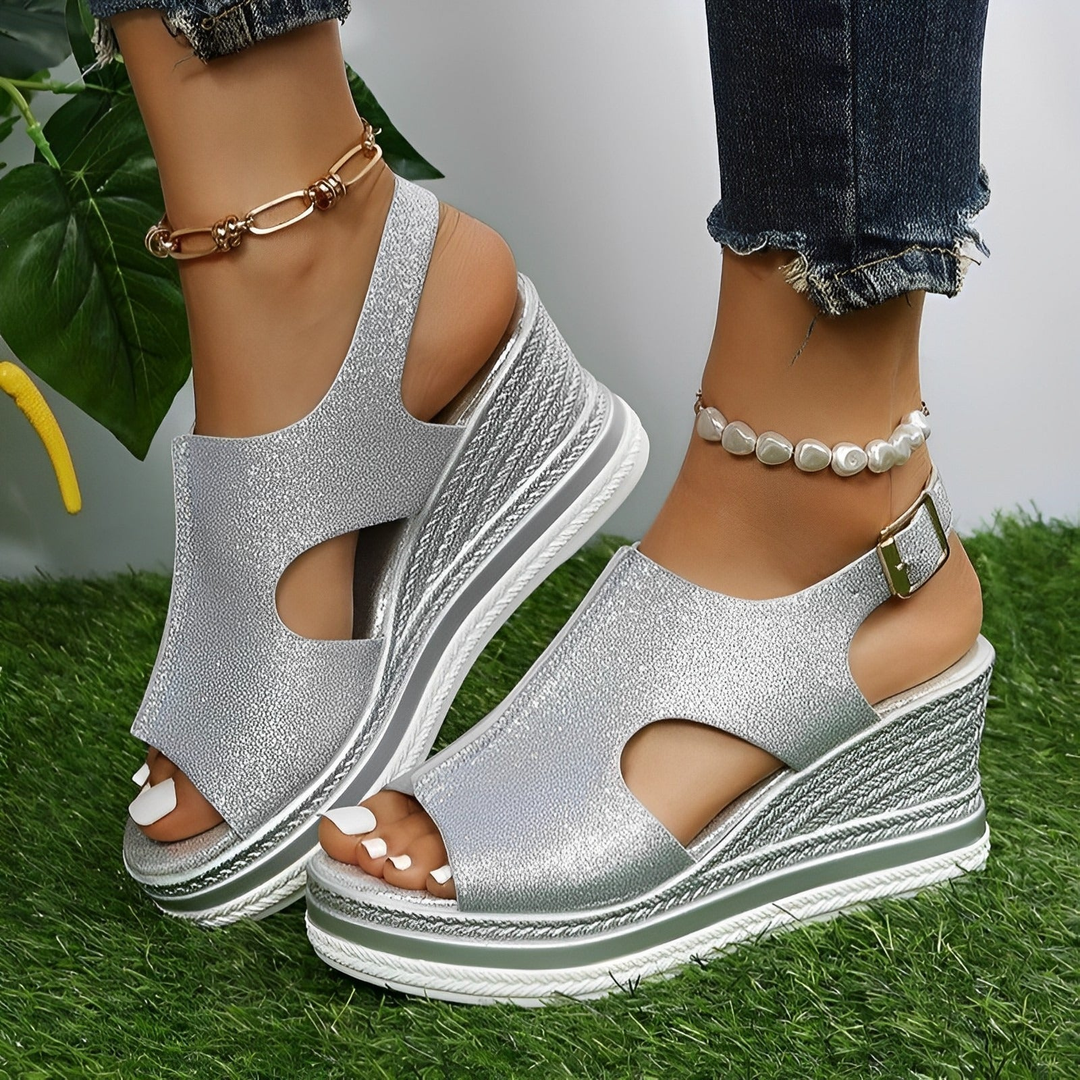 Wedge Platform Peep Toe Ankle Strap Sandals