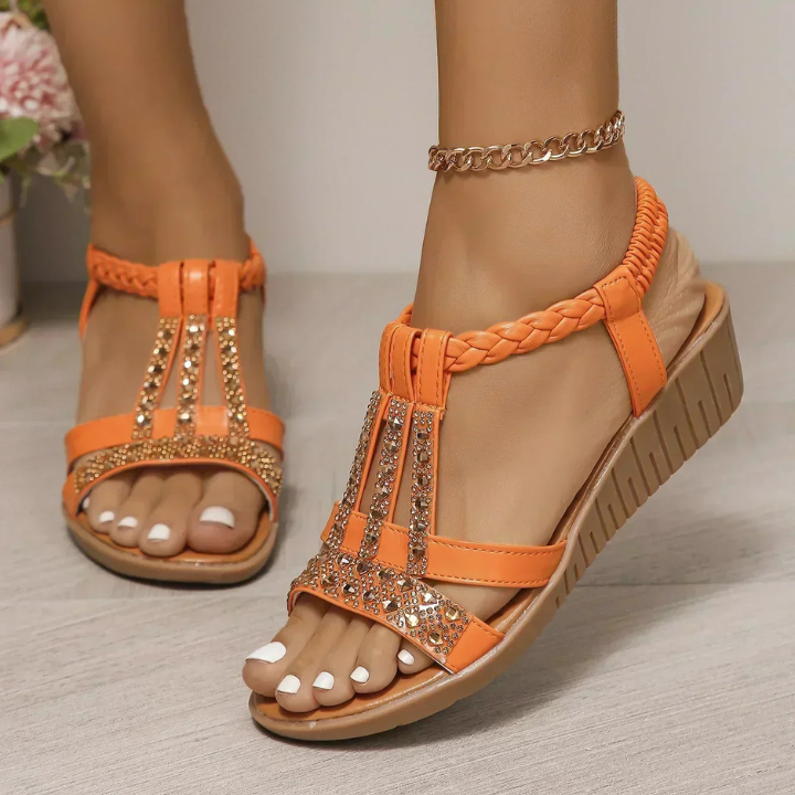Diamante Braided Wedge Sandals