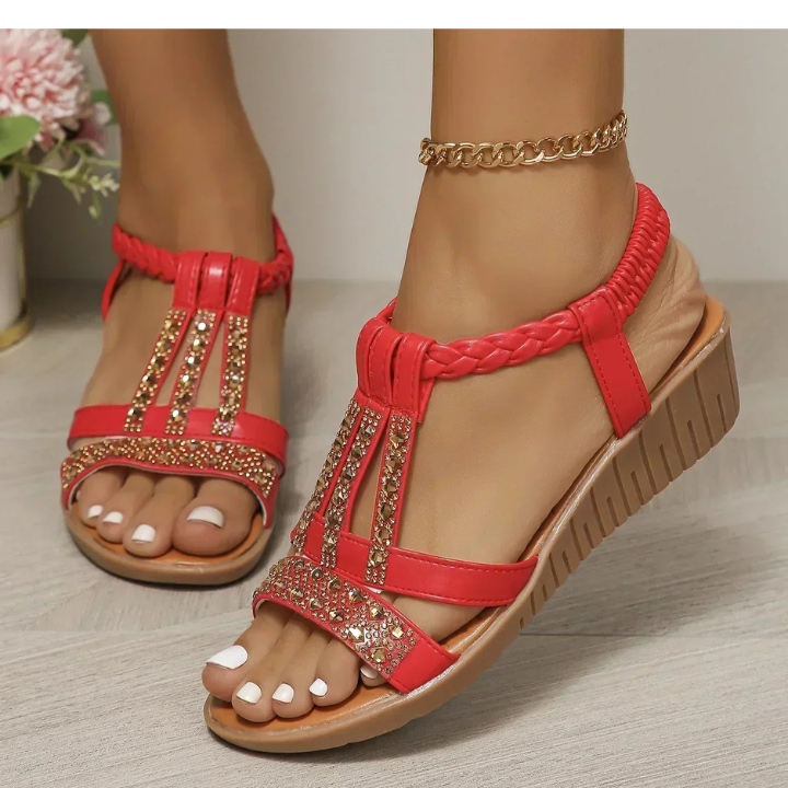 Diamante Braided Wedge Sandals