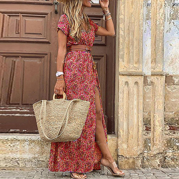 Boho Floral V-Neck Maxi Dress