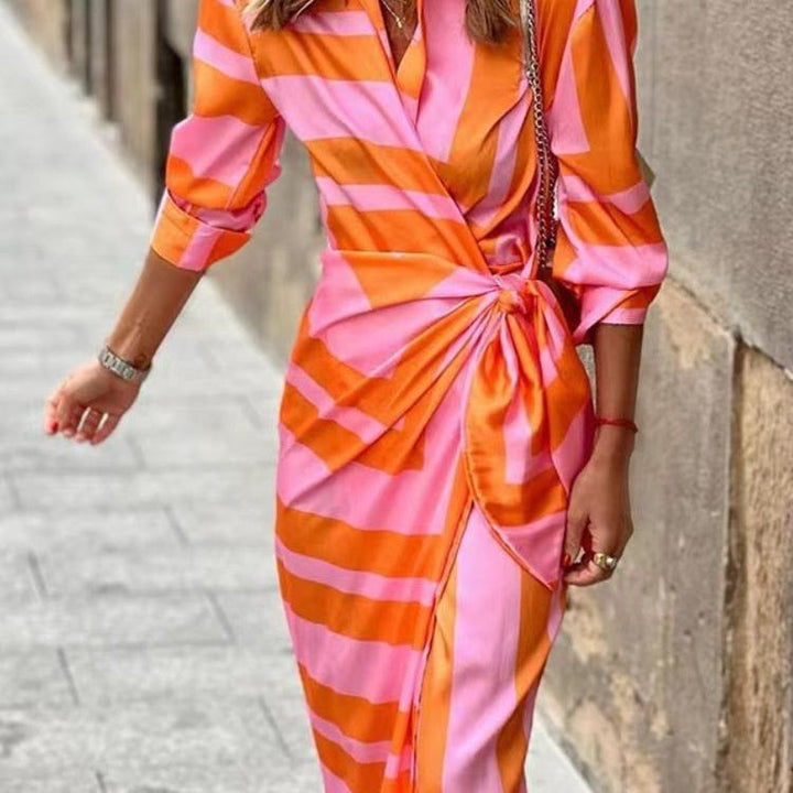 Women’s V-neck Wrap Shirt Dress