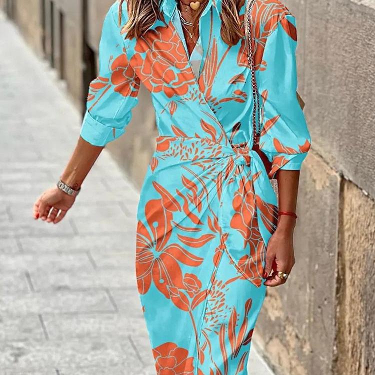 Women’s V-neck Wrap Shirt Dress