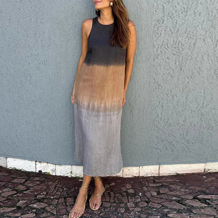 Sleeveless Gradient Summer Dress with Slit