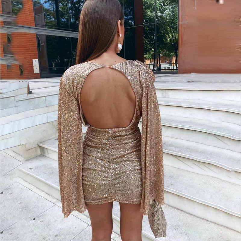 Glitter-Detail Mini Party Dress
