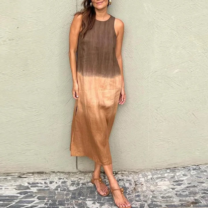 Sleeveless Gradient Summer Dress with Slit