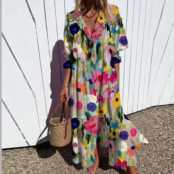 Collared Button-Down Maxi Dress