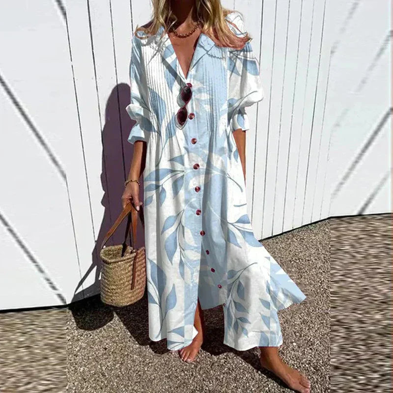 Collared Button-Down Maxi Dress