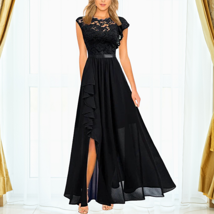 Lace-Look V-Neck Maxi Dress
